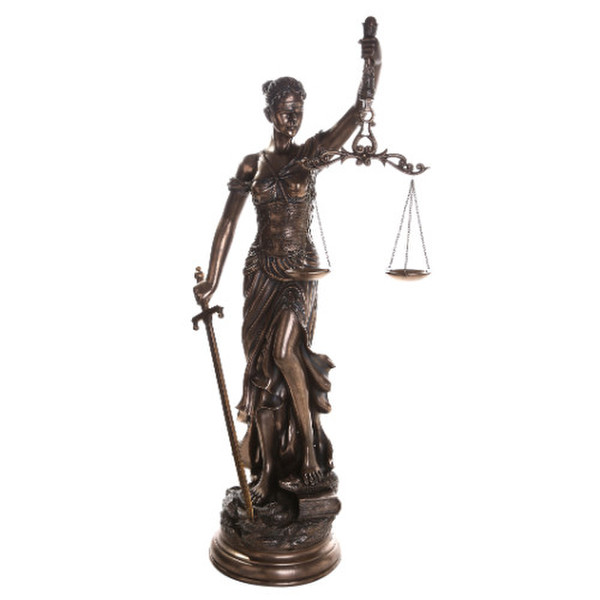 Blind Lady Justice Statue Large Scales Liberty Bronze Patina Resin